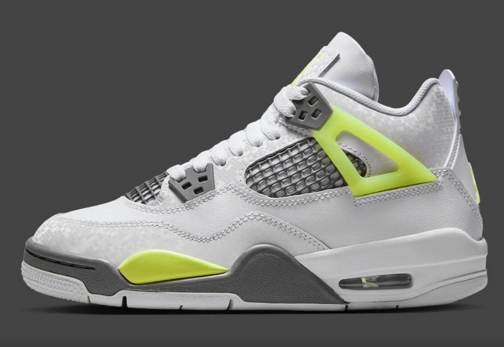 Jordan Retro 4 White/Lemon Twist Sneakers  (Size 5 Boys') SKU HJ5990-100